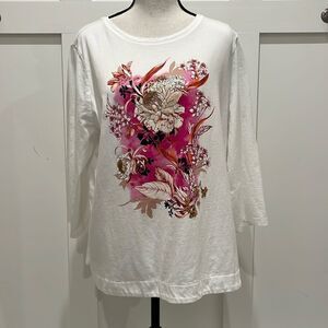 Chico's LS Top with Front Floral Design